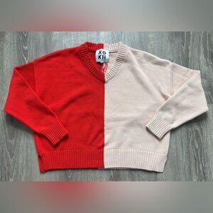 Rosenthal Women’s Two-Tone Heart V Neck Sweater Size M